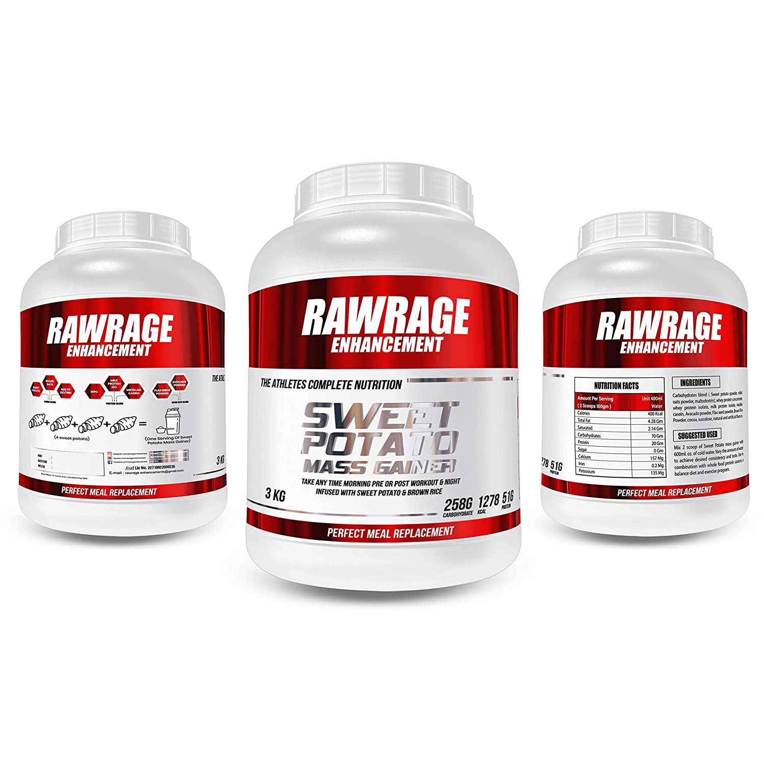Rawrage Extreme Muscle Builder Sweet Potato mass gainer (Chocolate)